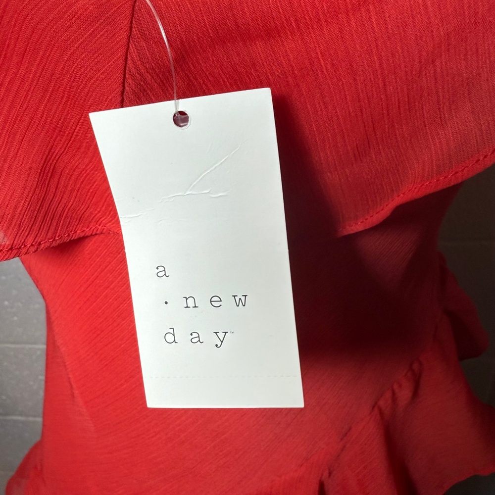 A New Day Women's Red Long Ruffled Slip Dress - Picture 8 of 12